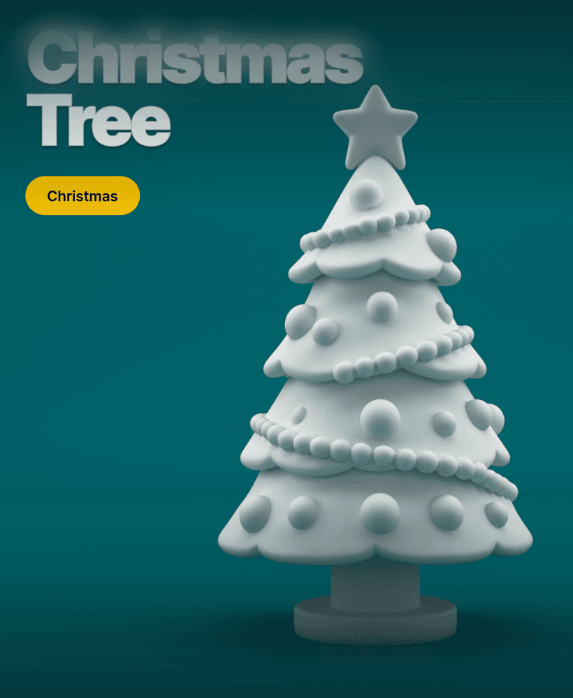 Stylized Christmas Tree 3D Model – Monochrome Holiday Decoration 3d model