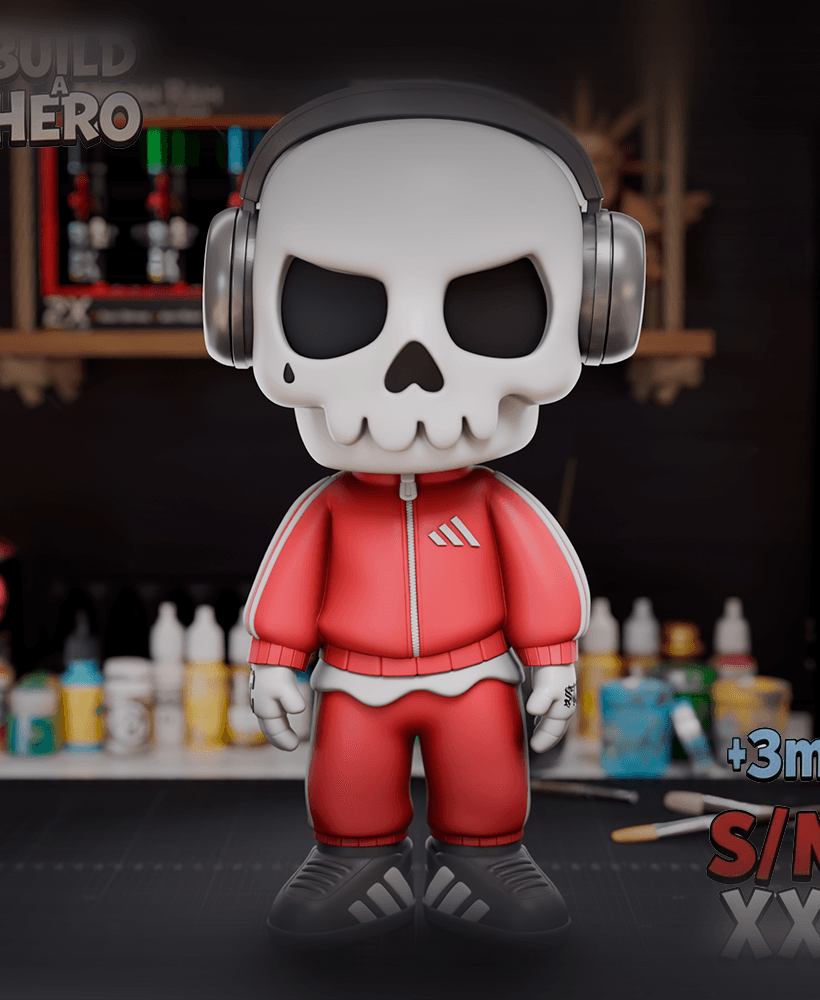 Urban Vibes Skull โ Build A Hero Modular Figure (S/M/XXL) | 3MF 3d model