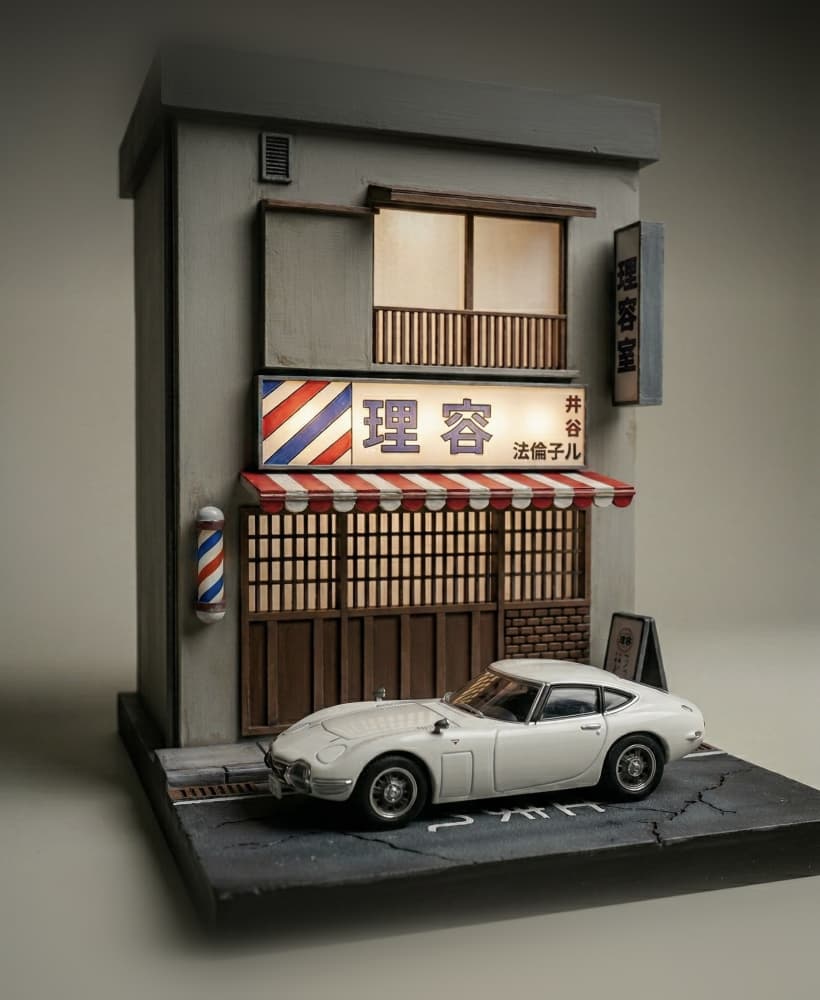 Tokyo Slice Lights TSL-01 Showa Barber – 1/64 Diorama STL 3d model