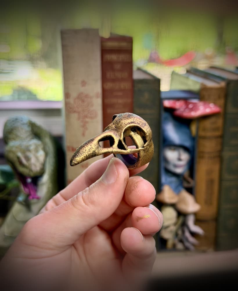 Raven skull ring 3d model