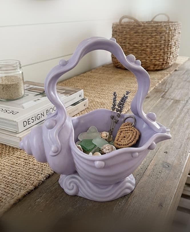 Conch Shell Scalloped Catchall Basket – Sculptural Coastal Home Decor 3d model