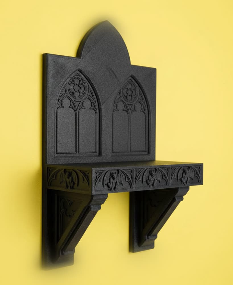 Gothic Cathedral Wall Shelf ā 3D Printable Dark Display Shelf and Fantasy Decor 3d model