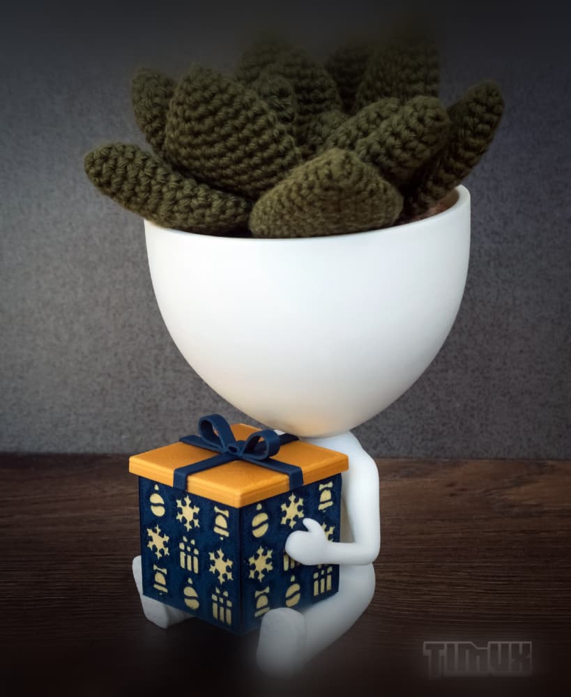 ROBERT PLANT WITH A CHRISTMAS GIFT BOX 3d model