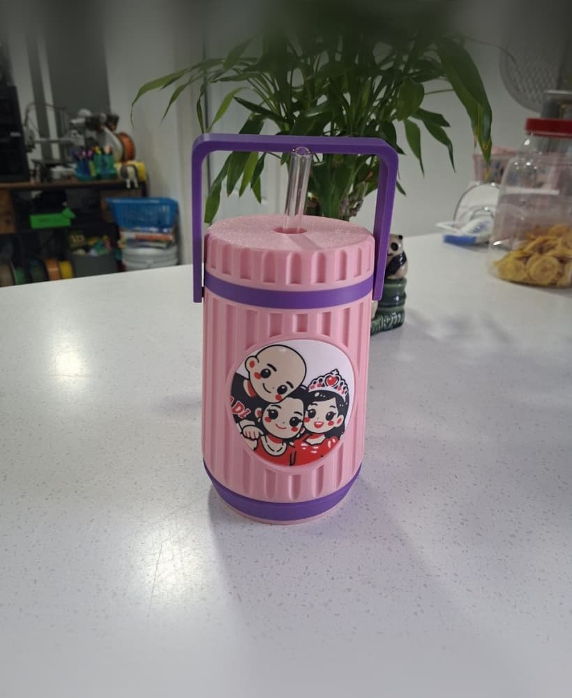 Personalized Holder for Glass Cups with Straw 3d model