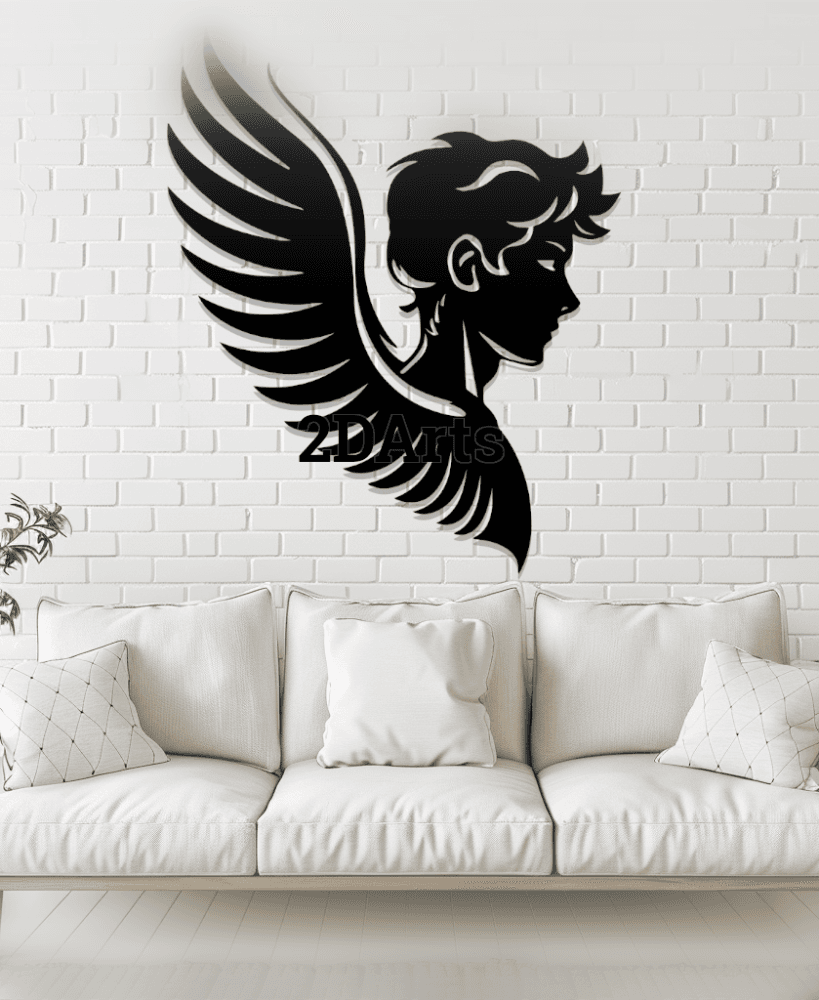 Male Angel Silhouette STL File for 3D Printing and Laser Cutting 3d model