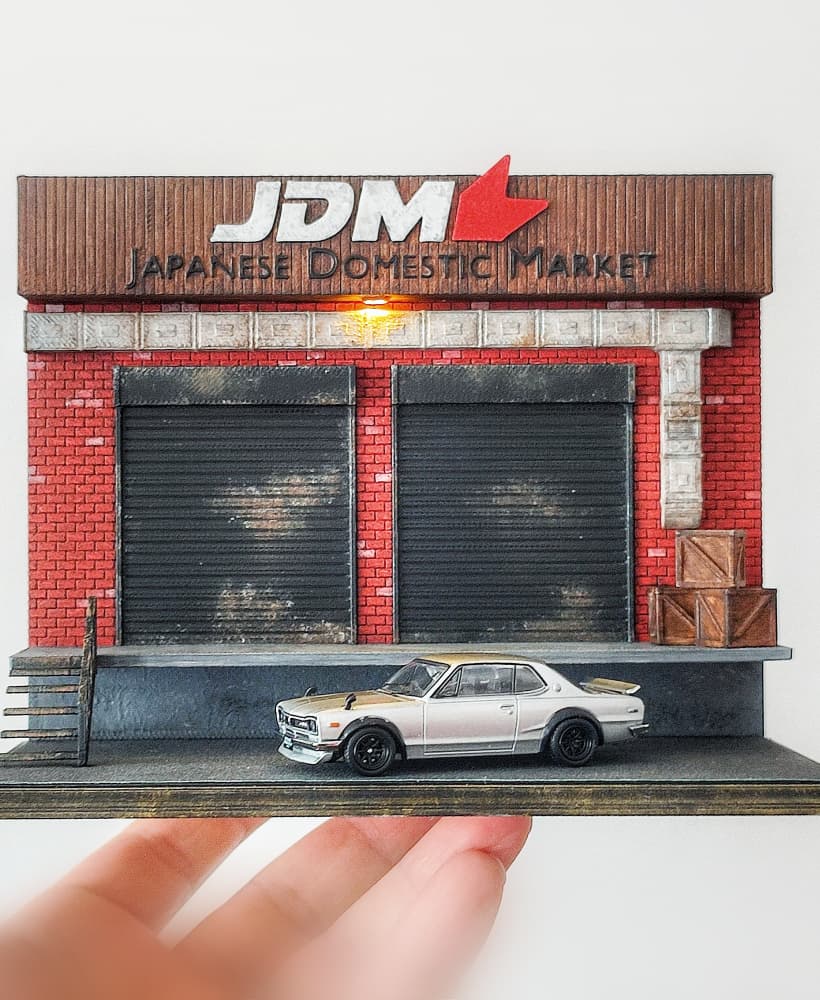JDM Garage and Warehouse Diorama for Hot Wheels and 1:64 Diecast Cars & Figure 3d model