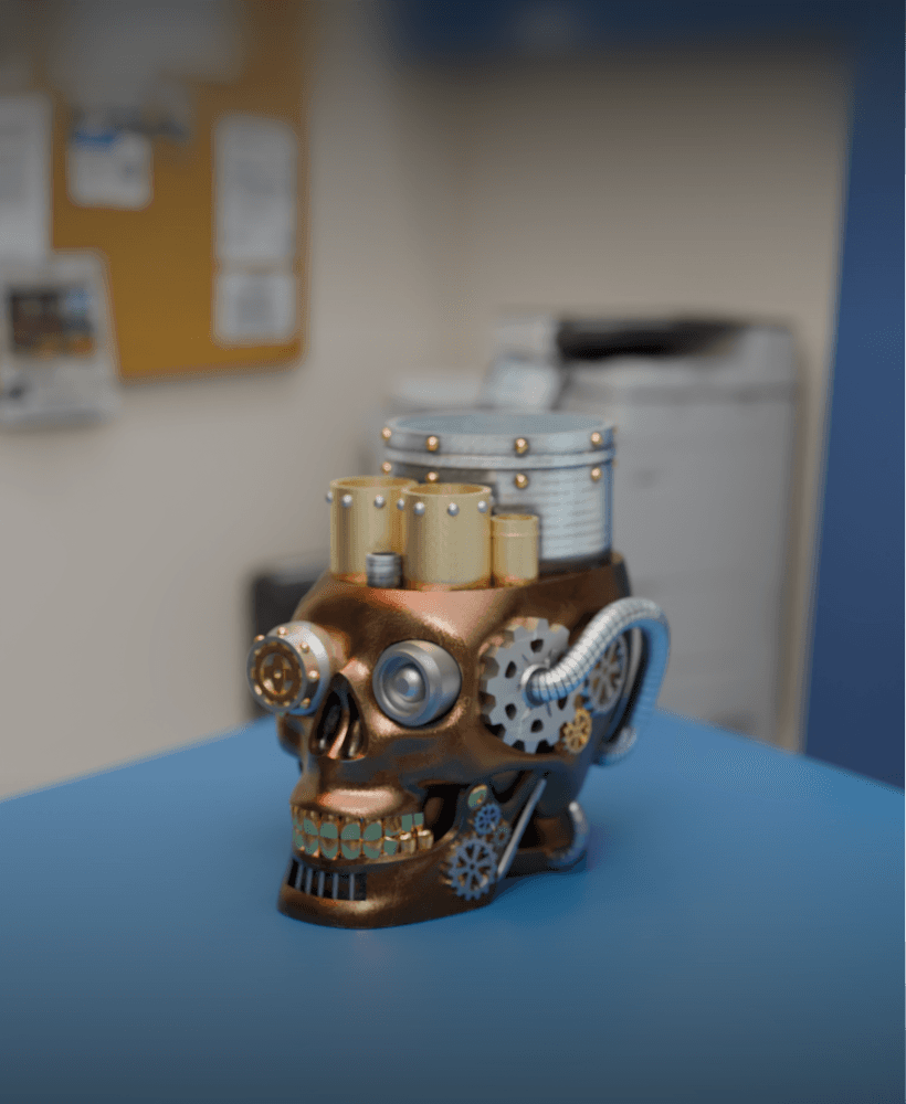Steampunk skull Pencil holder 3d model