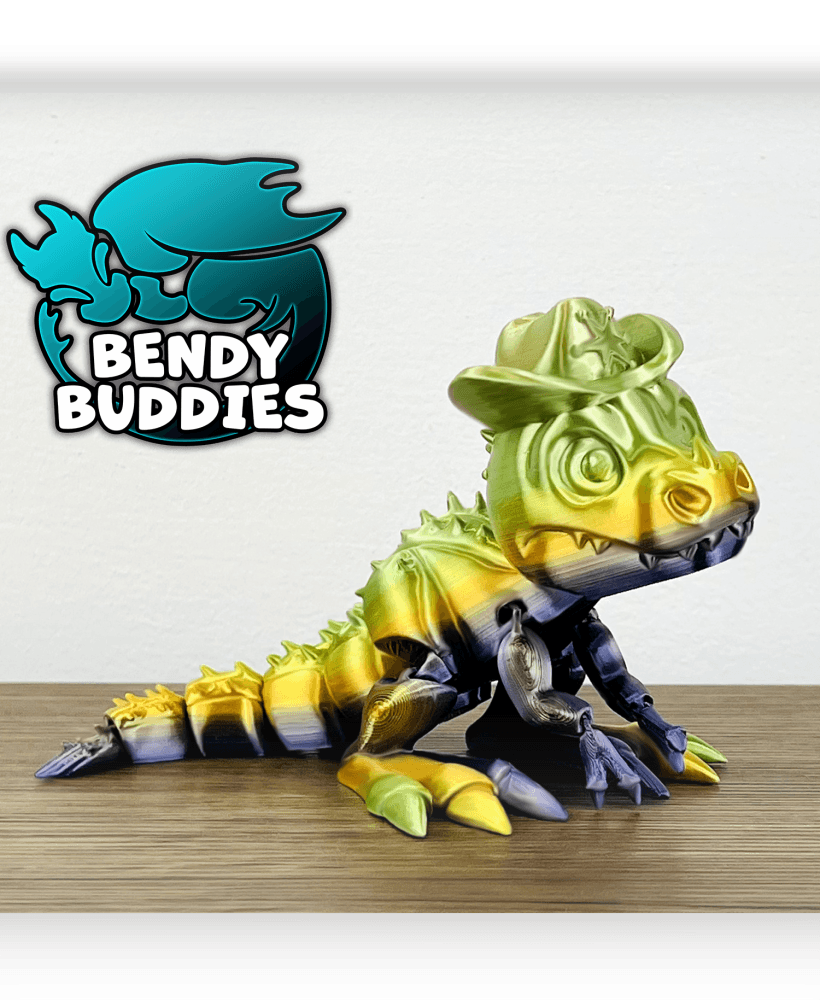 Sheriff Spike Hat / T-Rex Articulated / Print-in-Place Dinosaur / Cute Tyrannosaurus / Dino World Be 3d model