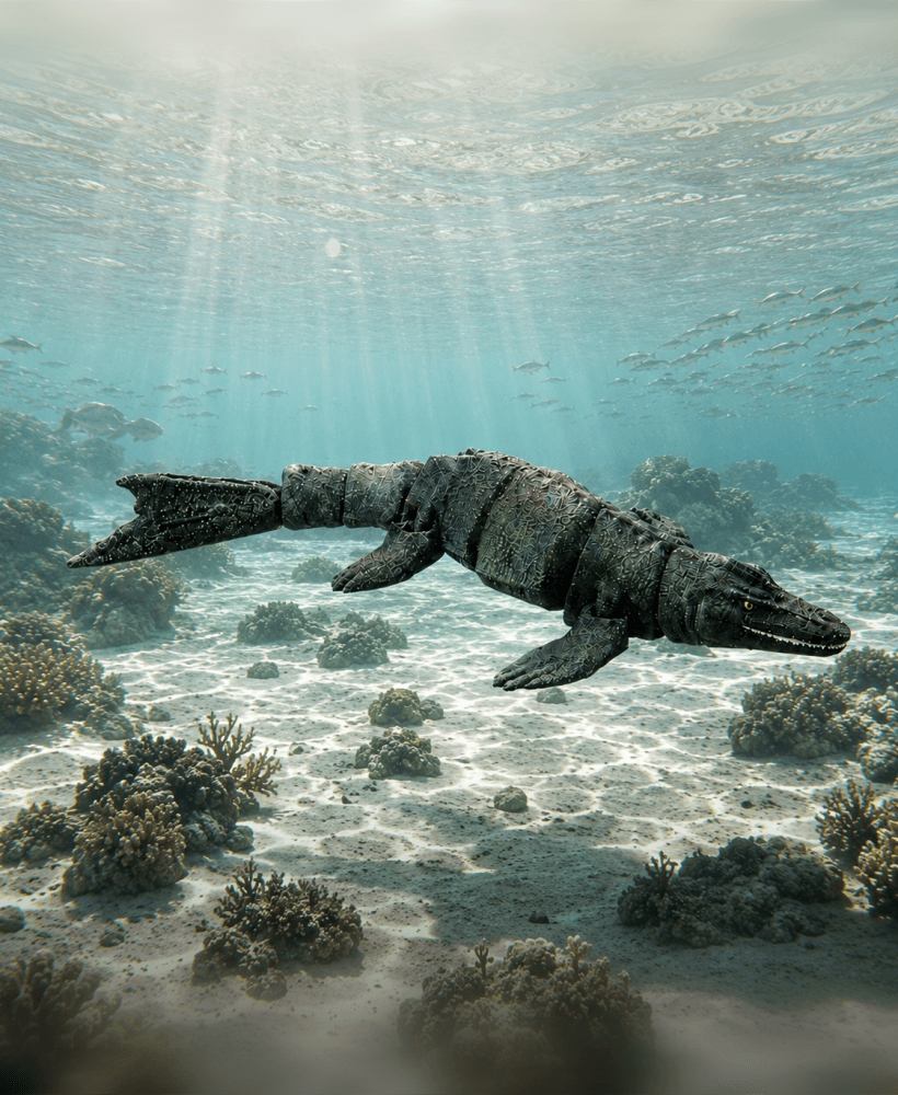 mosasaurus realistic articulated flexi dinosaur 3d model