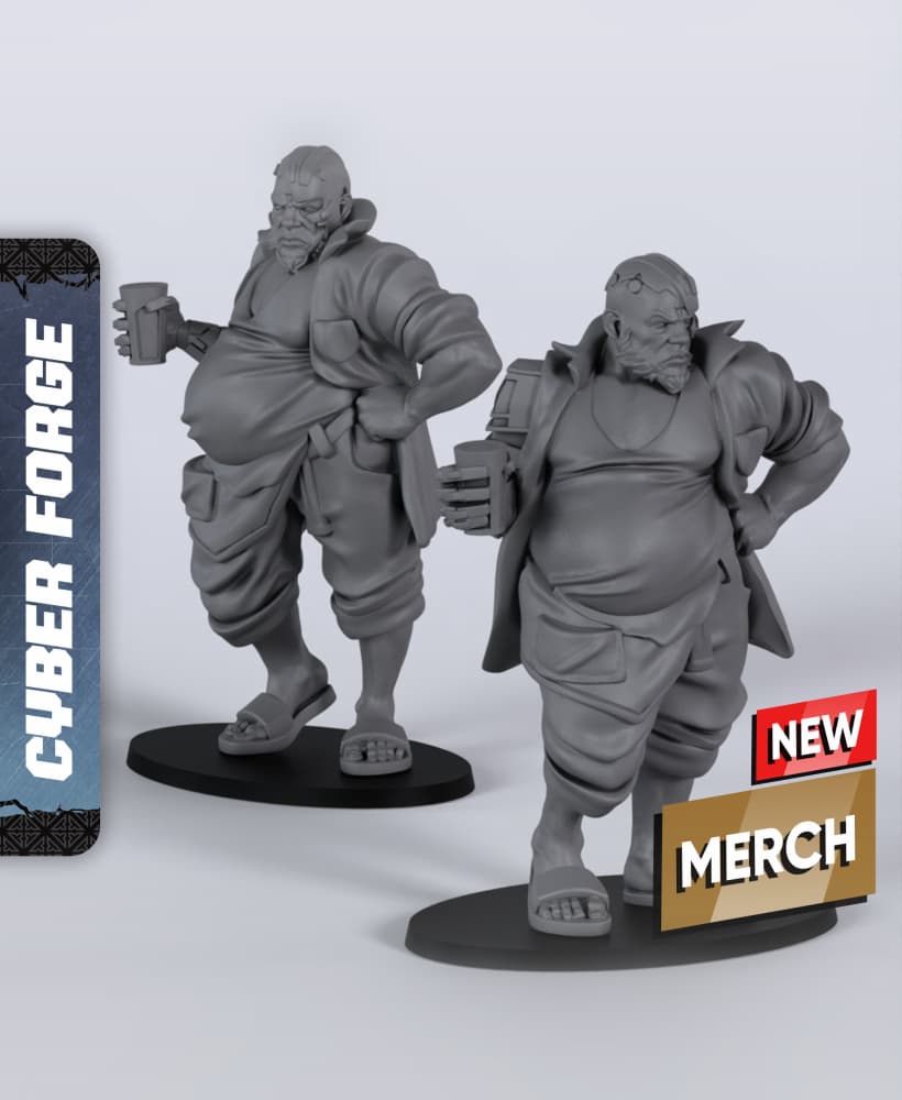 Bartender Janus - With Free Cyberpunk Warhammer - 40k Sci-Fi Gift Ideas for RPG and Wargamers 3d model