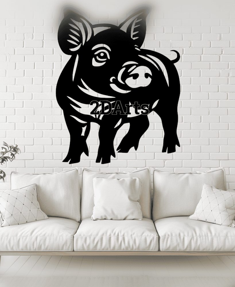 Pig 2D Wall Art/Window Art - Digital STL & SVG File 3d model