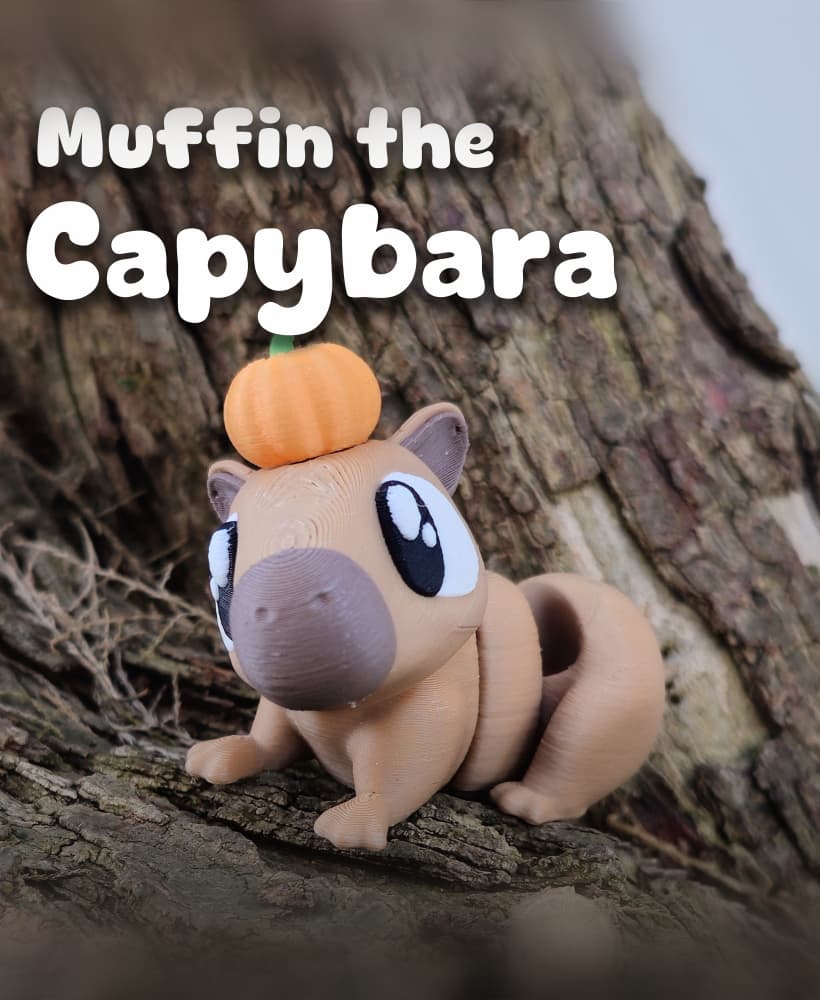Muffin the Capybara – Flexi Fidget Capybara – 3DPAW 3d model