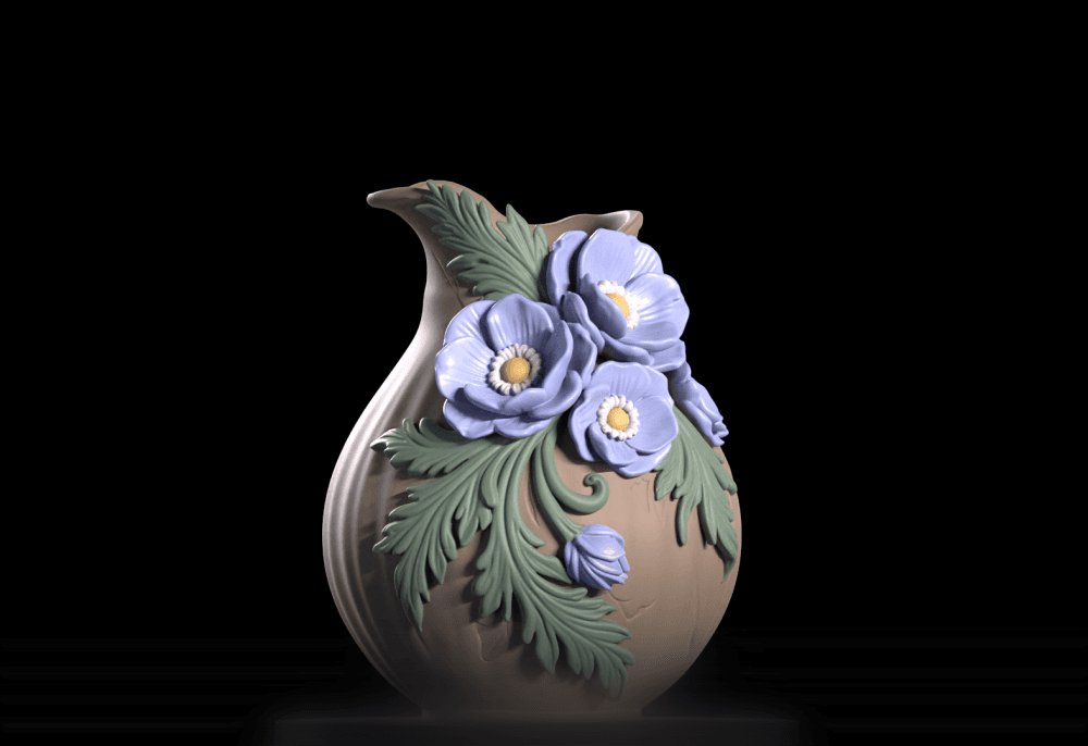 Floral Shabby Chic Pitcher Vase - Barocco Decorative Tableware 3d model