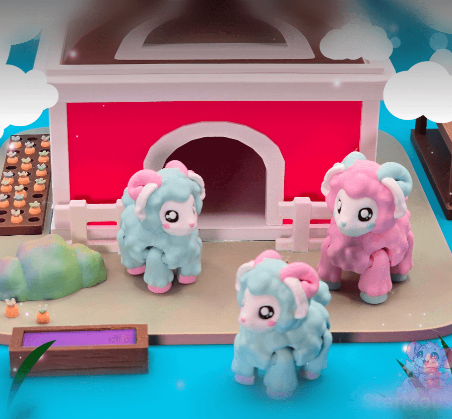 Mini Sheep and Barn Flexi Set 3d model