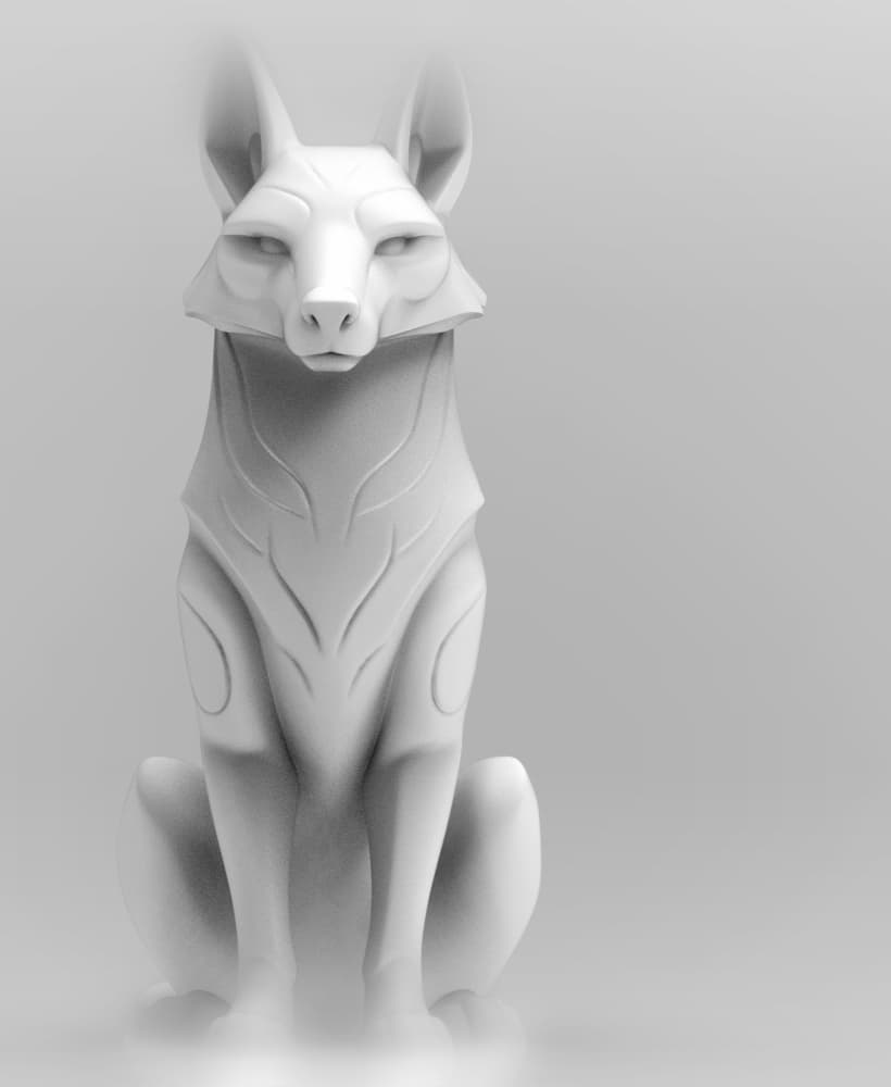 Mystical wolf minimalist sculpture 3d model