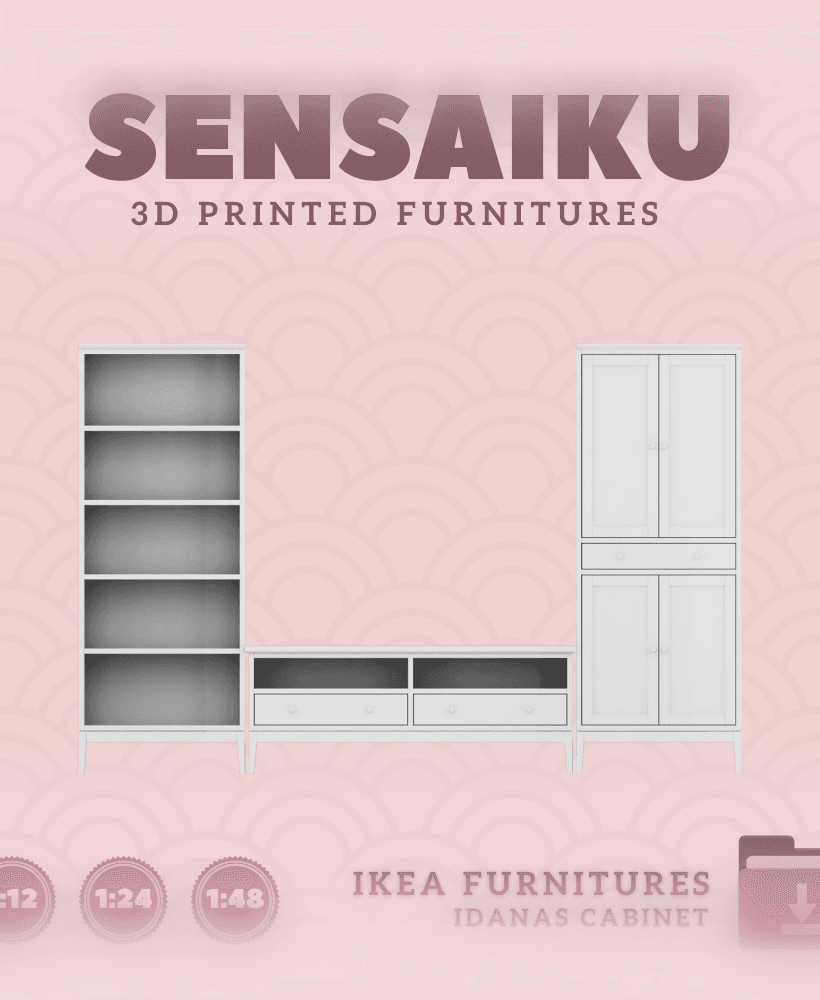 Miniature Replica 09. IDANAS TV Storage Combination 01 for Miniature Dollhouse - IKEA (1:12,24,48) - 3d model