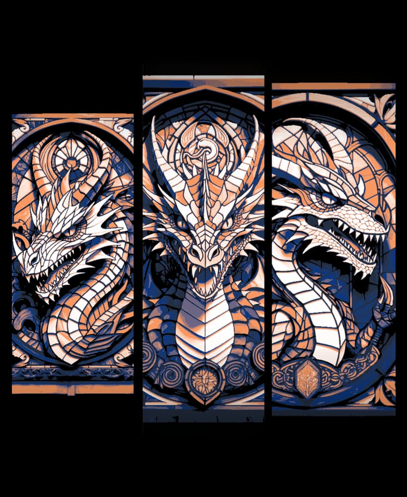 Layered Mosaic Dragon Designs - Set of Bookmarks 3d model