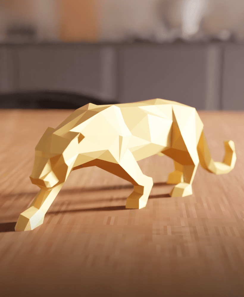 Low-Poly Prowling Panther Sculpture 3d model