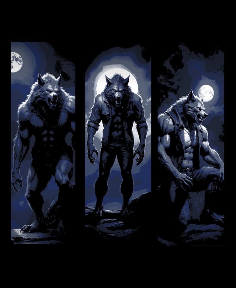 The moonlight betrays the werewolf's location - Set of bookmarks 3d model