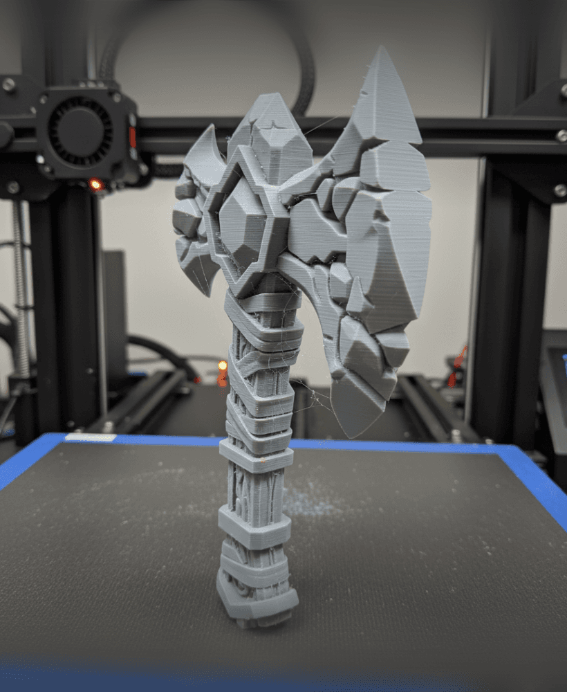 Runic Battle Axe – Red & Blue Dual-Color 3D Printed Fantasy Weapon 3d model