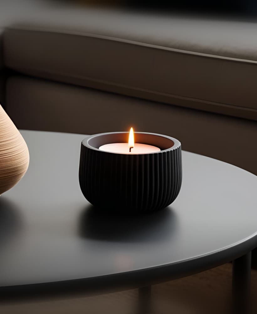 Modern Ribbed Tealight Holder 3d model