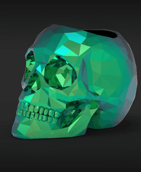 Crystallized Skull - Print in place - No supports - Sculpture - STL 3d model