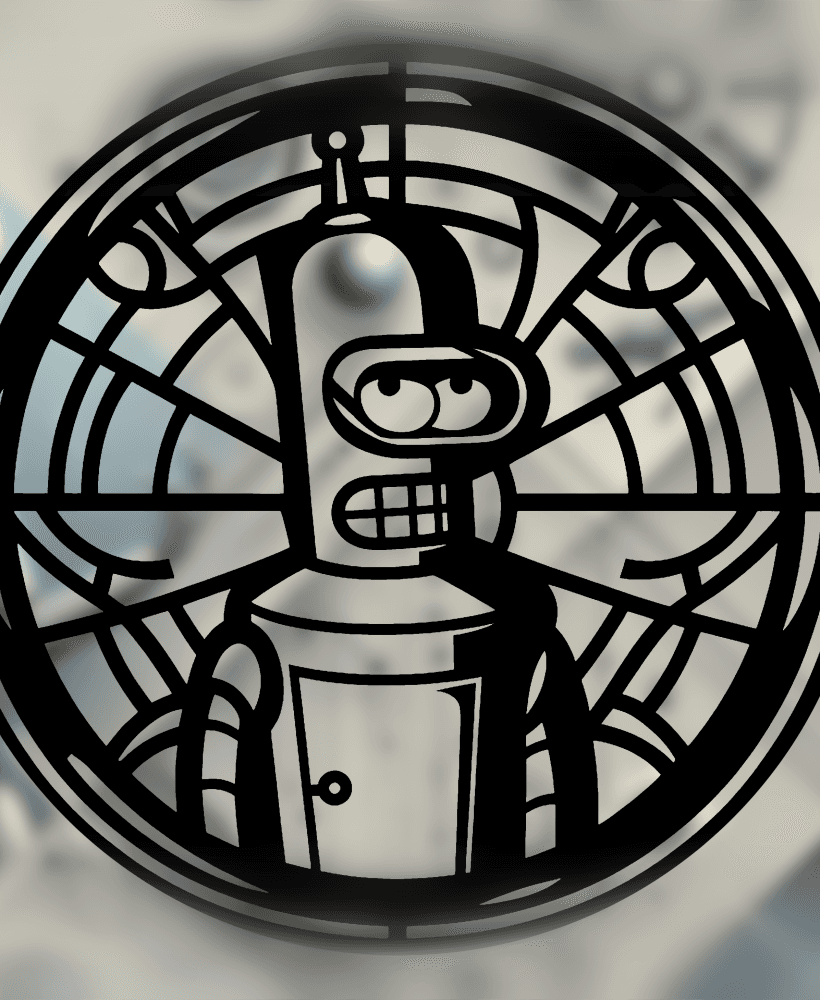 Bender Futurama Mandala Art - wall art Stained Glass Style 3d model