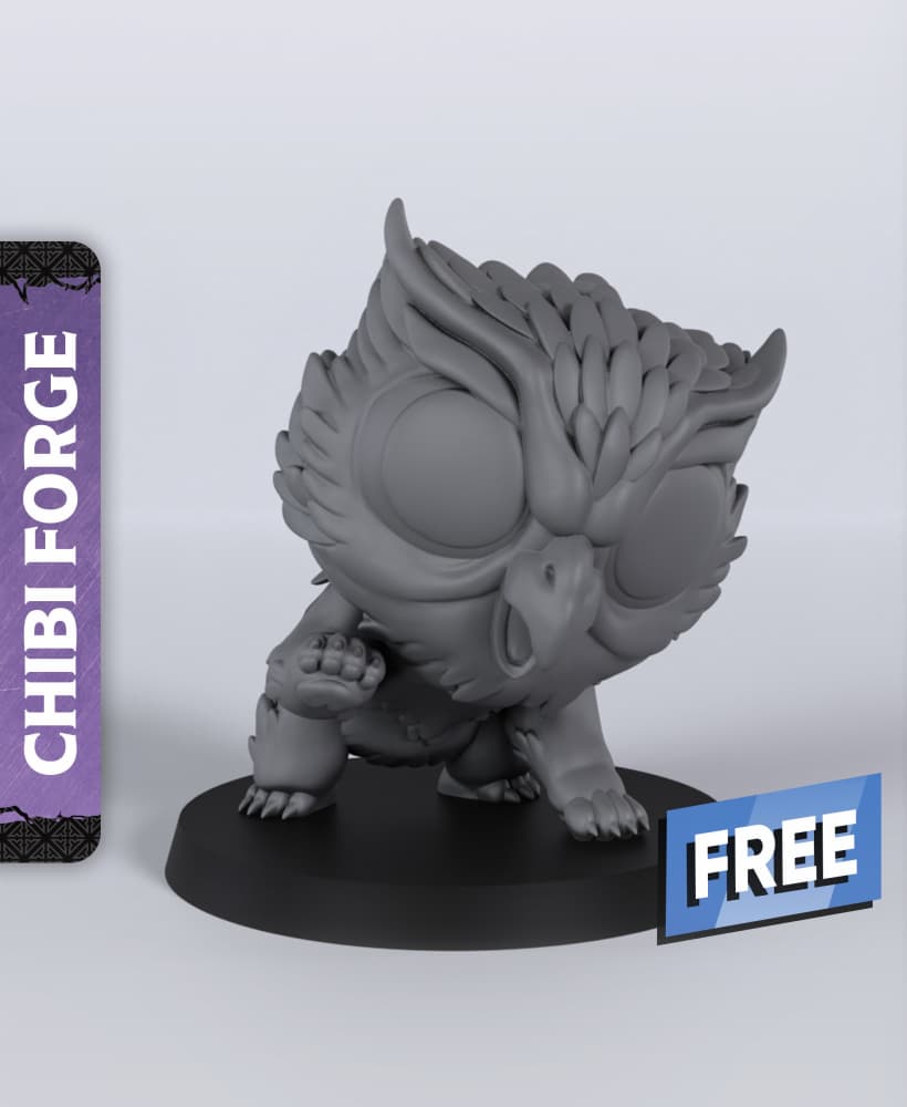 Chibi Owlbear Cub - With Free Dragon - 5e DnD Inspired for RPG and Wargamers 3d model