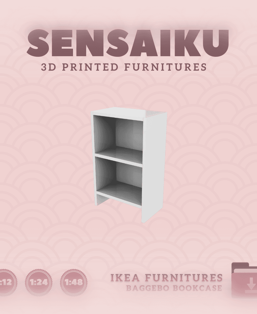 Miniature Replica 01. BAGGEBO Bookcase for Miniature Dollhouse IKEA 3D Print (1:12,24,48) 3d model