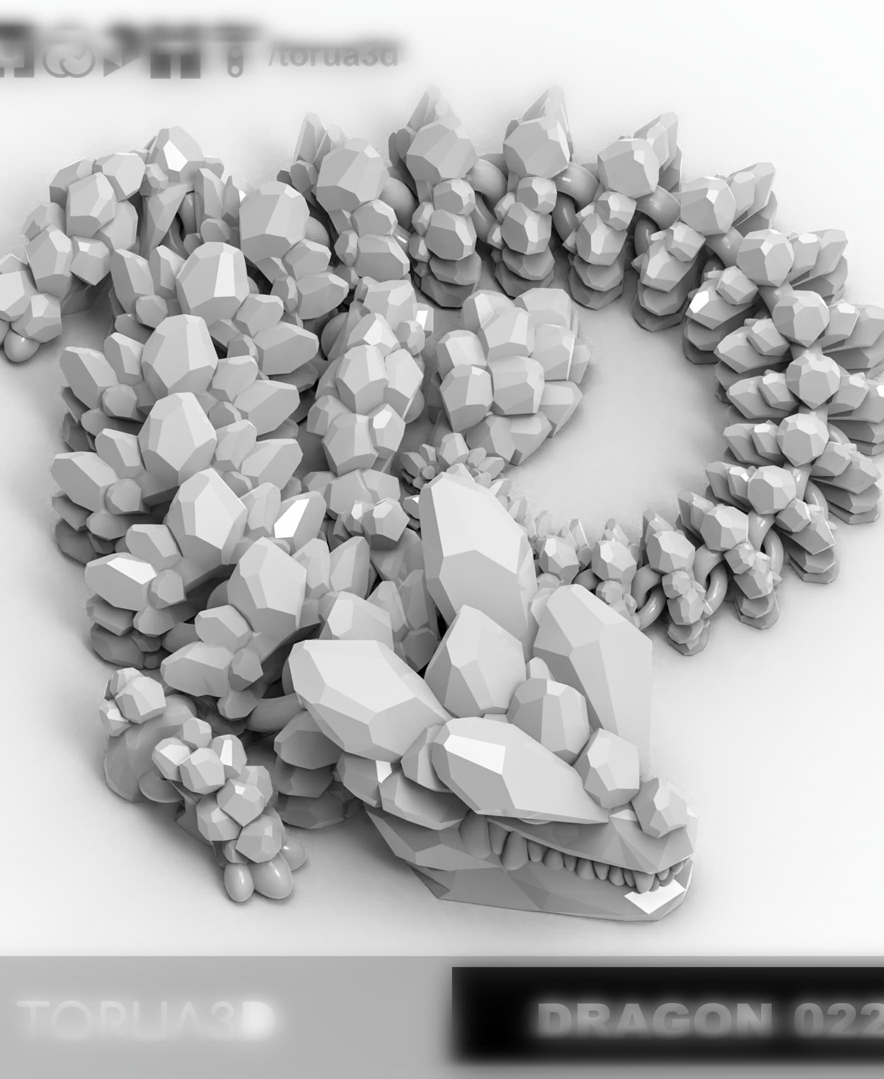 Articulated Dragon 022 - Print in place - No supports - STL 3d model
