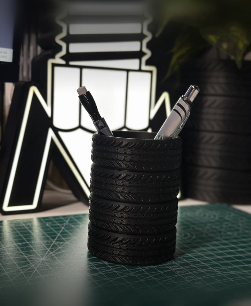 Tire Stack Pen Cup 3d model