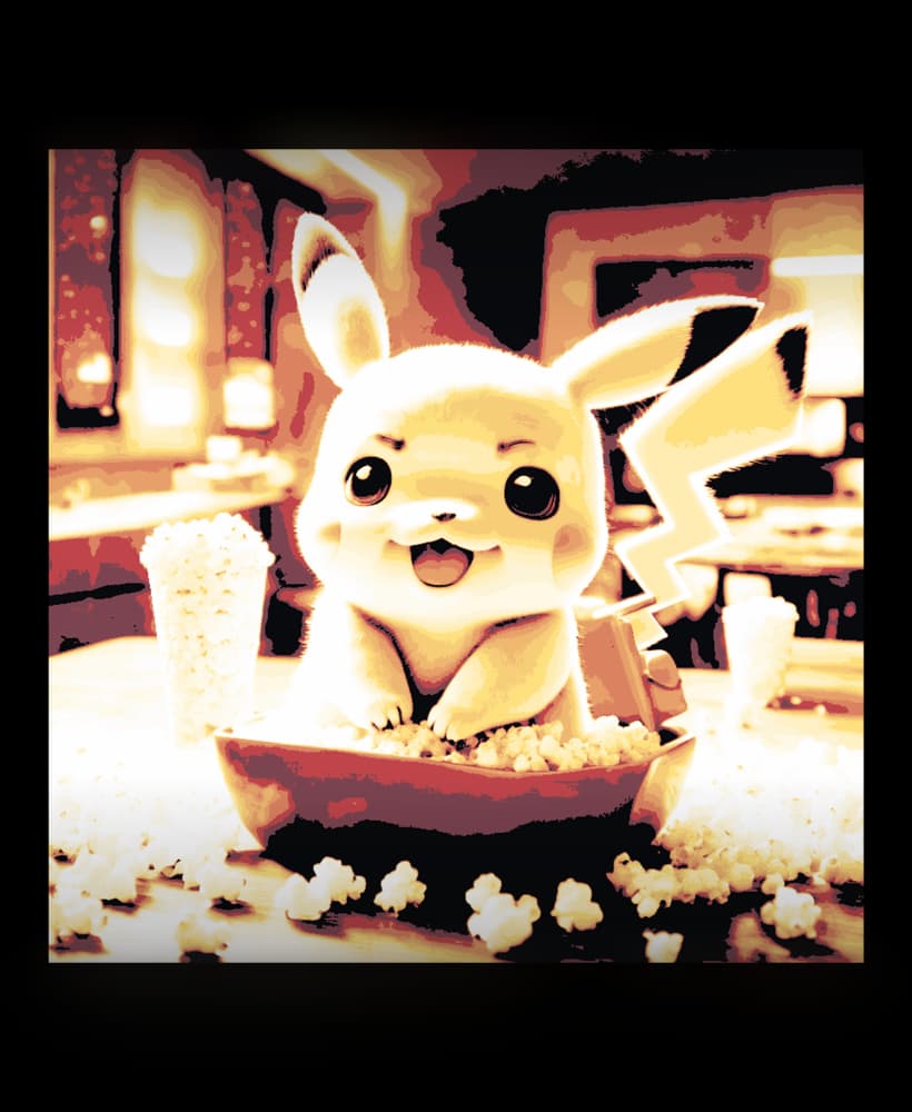 Messy little creature, Pikachu playing in the Popcorn Fanart 3d model