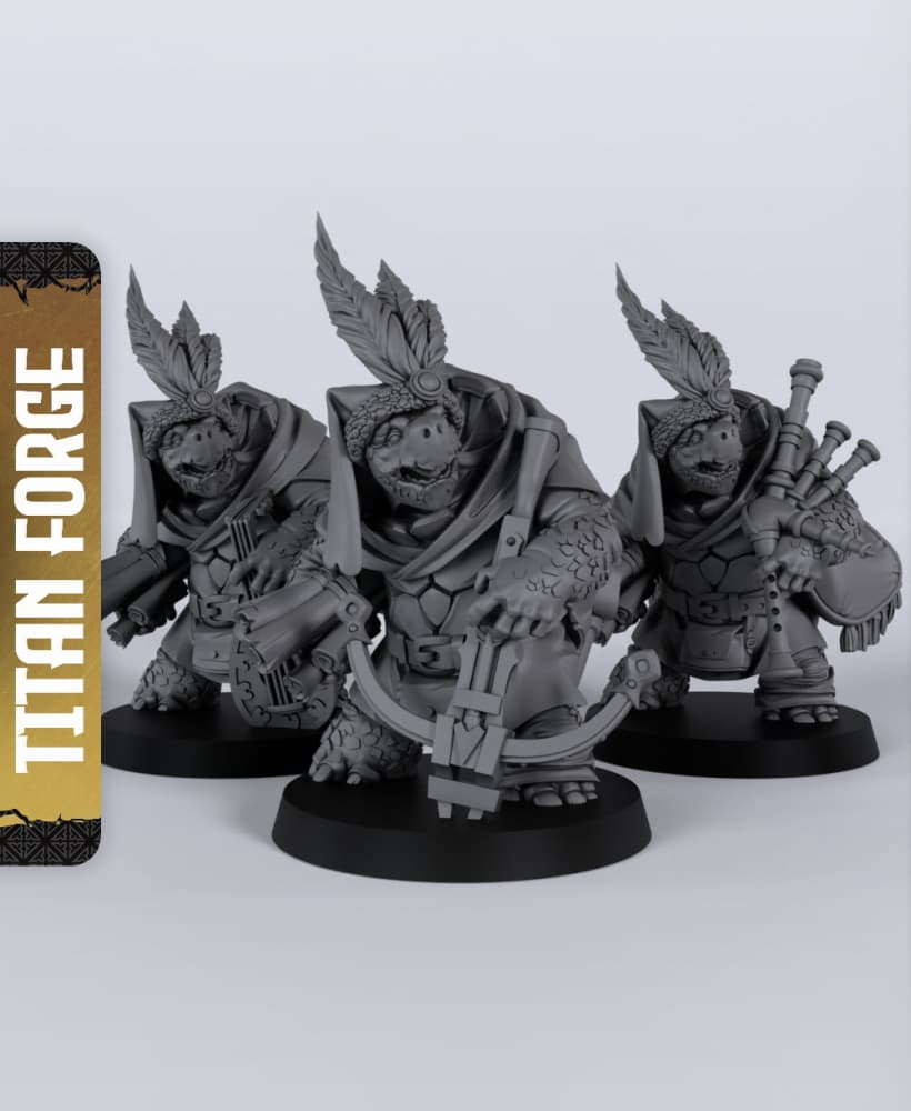 Turtoise Male Bard - With Free Dragon - 5e DnD Inspired for RPG and Wargamers 3d model