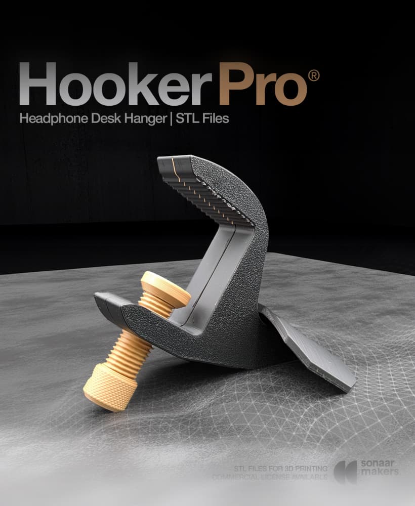 Headphone Holder | Headphone Support | Headphone Stand for Desk - HookerPro 3d model