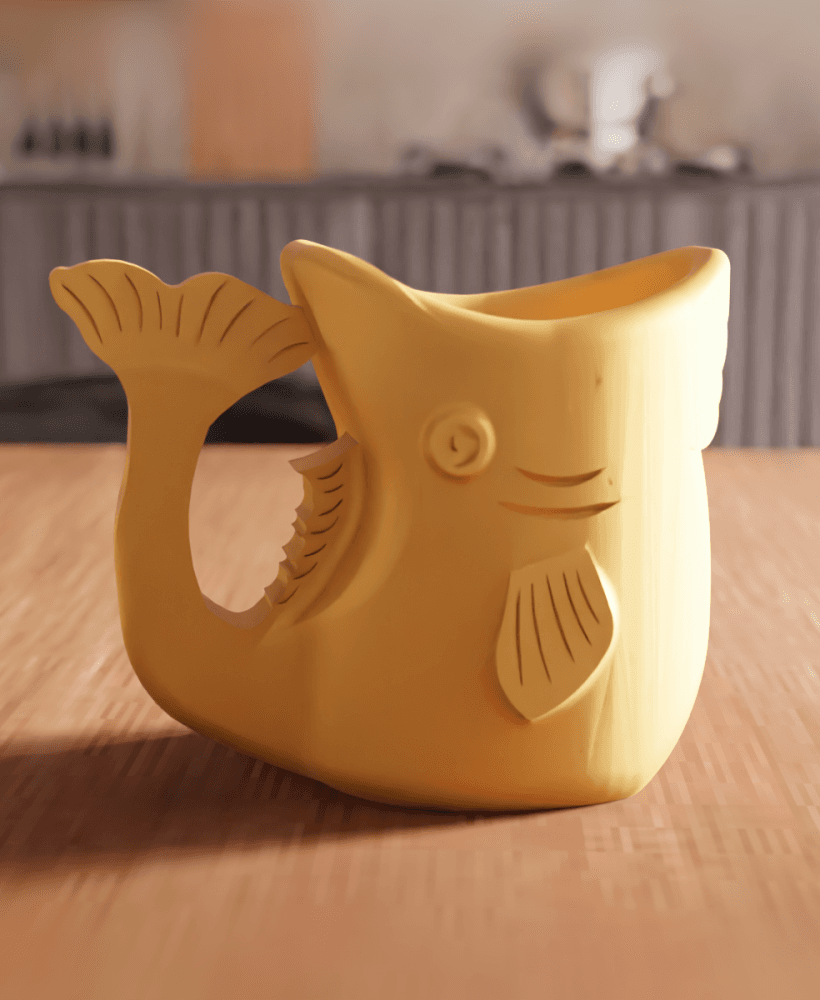 Whale Fish Stylized Mug Planter Desk Organizer 3d model
