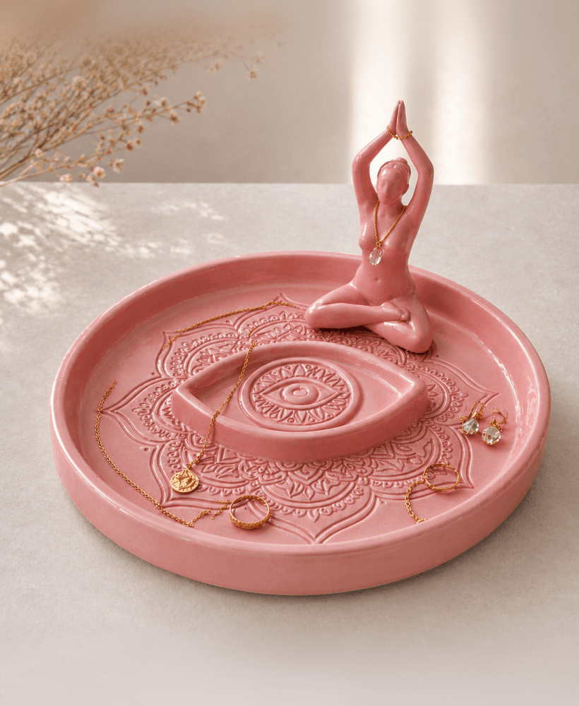 Yoga Third Eye Jewelry Tray STL – Mandala Ring Dish & Spiritual Decor 3d model
