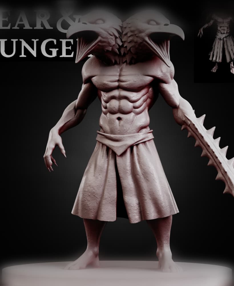 FEAR AND HUNGER TABLETOP D&D RPG miniature figurine – scale STL Fan Art 3d model