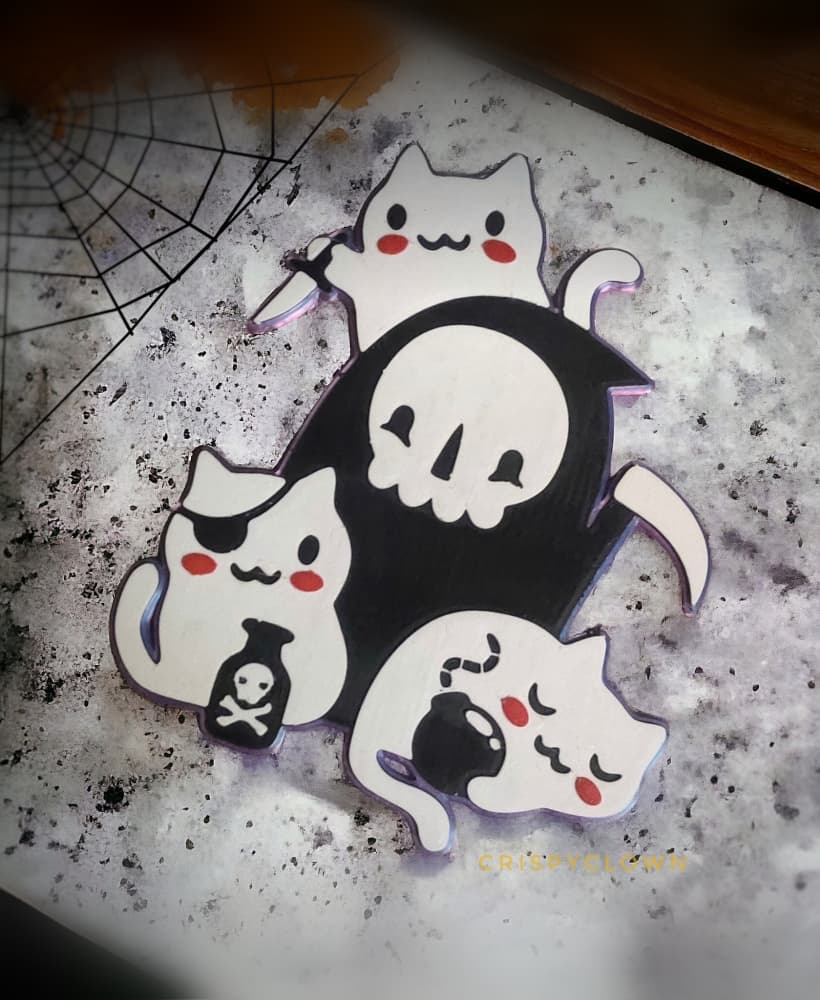 Cute Reaper and Cats 3d model