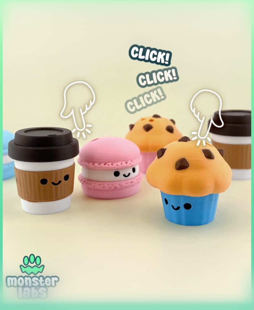 Cafe Food Fidget Clicker Keychain Bundle 3d model