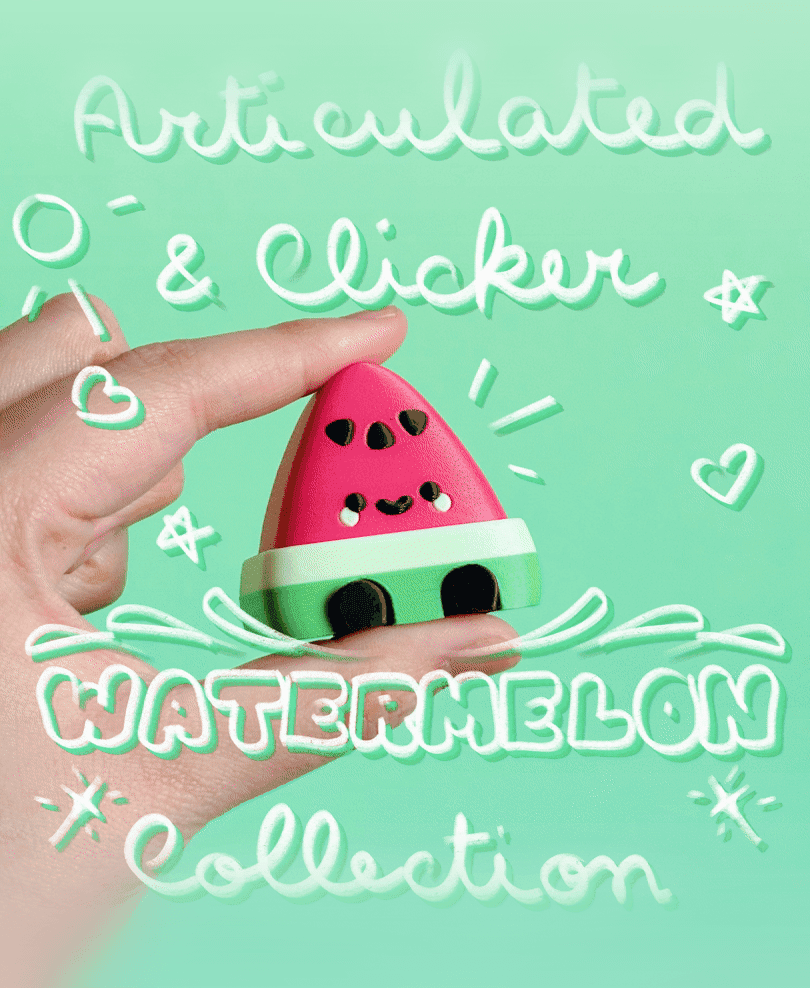 Cute Articulated & Clicker Watermelon | Print-in-place 3d model