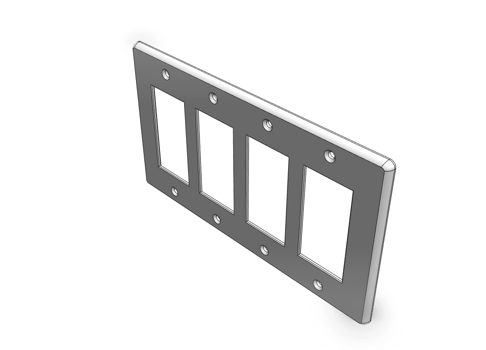 Four Gang Rocker Switch Style Wall Plate (Original Replacement) 3d model