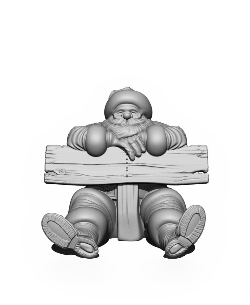 Santa Claus is holding a welcome sign. 3d model