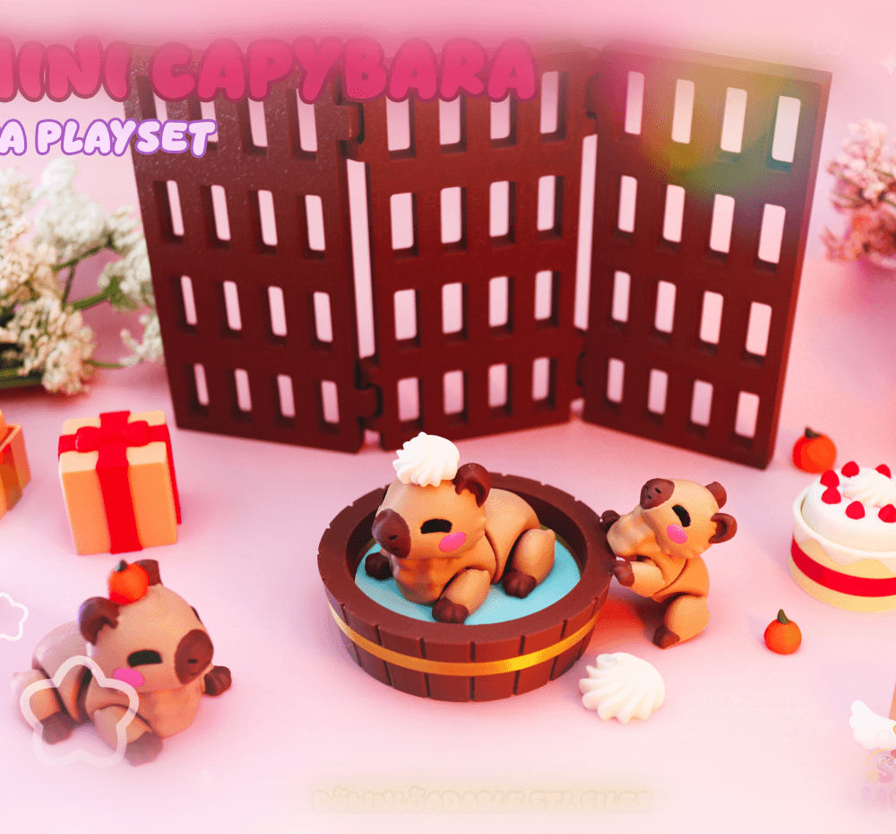 Mini Capybara Flexi Spa Playset Dioarama 3d model