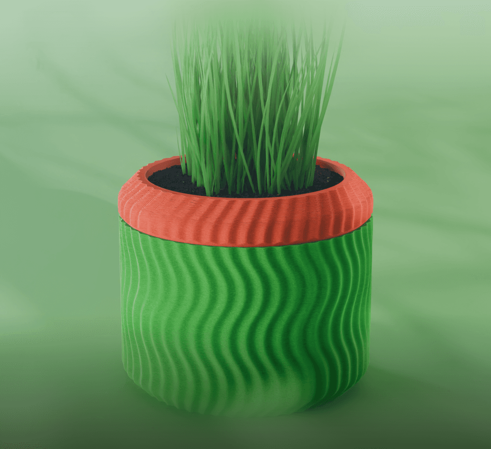 Nami Planter Pot, Wavy Sine | Small, Medium, Large | Self Watering and Drip Tray 3d model