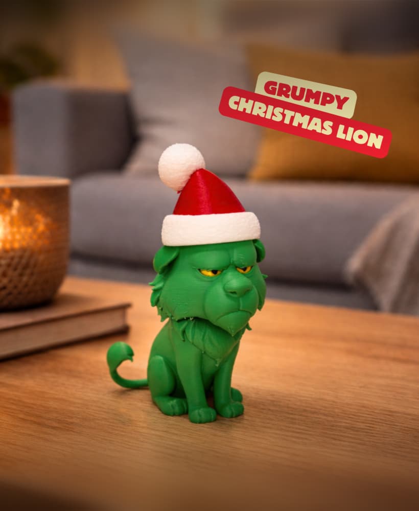 GRUMPY CHRISTMAS LION / CHRISTMAS TOY / CHRISTMAS MINIATURE / ASSEMBLY - 2 PARTS 3d model