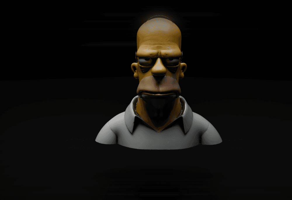 Homer Simpson Stylized Bust 3D Print Model STL Low-poly 3D print model 3d model