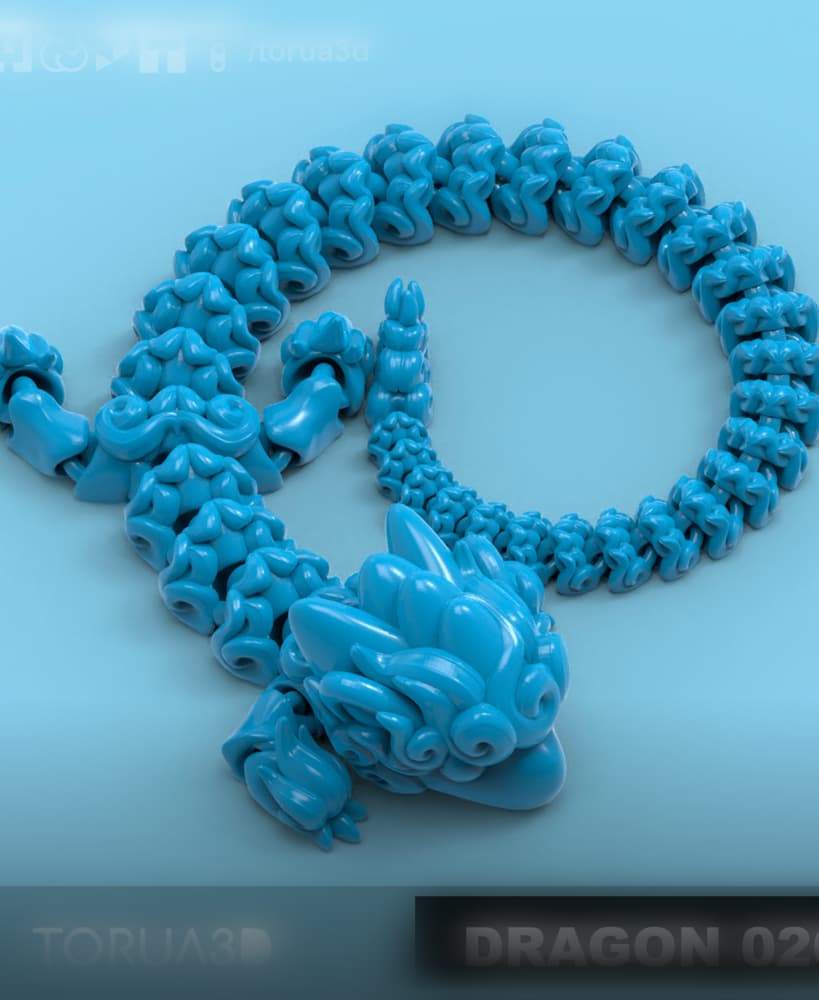 Articulated Dragon 026 - Print in place - No supports - STL 3d model
