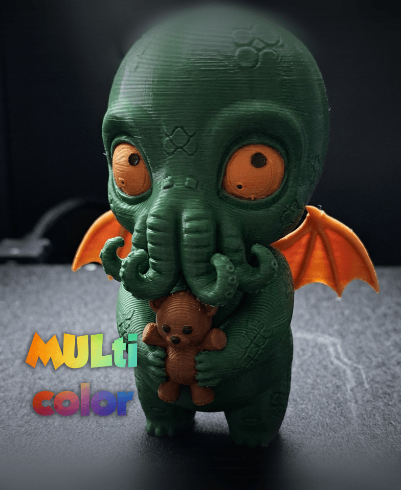 Baby Cthulhu Teddy Bear Multi-Color 3MF | Horror Cute Figure | Bambu Ready 3d model