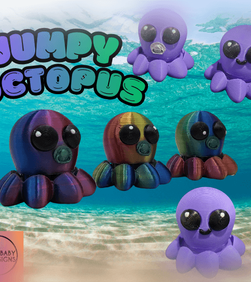 Jumpy Octopus Clicker Fidget Keychain 3d model