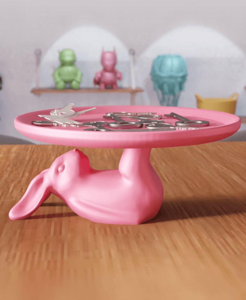 Playful Bunny Tray - Functional Jewelry & Key Organizer 3d model